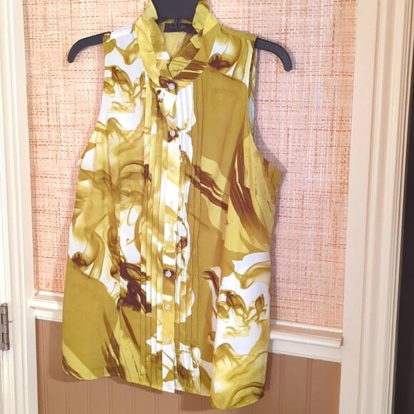 The Limited Green Sleeveless Button Down Pleated Front Blouse Women's Size L - Picture 1 of 7